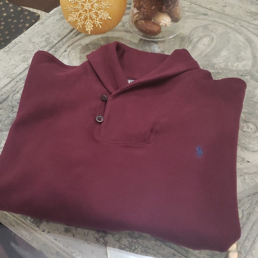 RALPH LAUREN MEN'S COTTON SHAWL PULLOVER SWEATER LARGE NEW